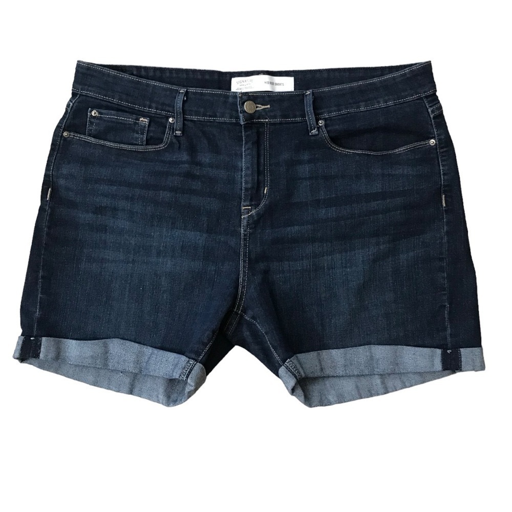 LEVI strauss signature mid rise cuffed denim blue jean shorts